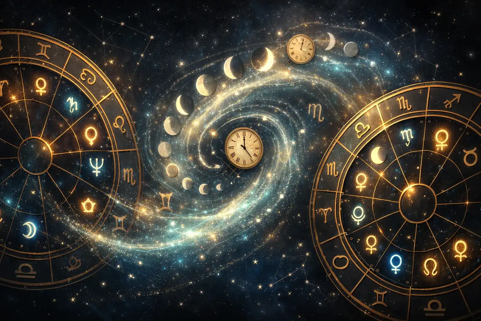 Progressives Synastrie-Horoskop zeigt, wie sich planetarische Aspekte im Vergleich zur natalen Synastrie im Laufe der Zeit entwickeln